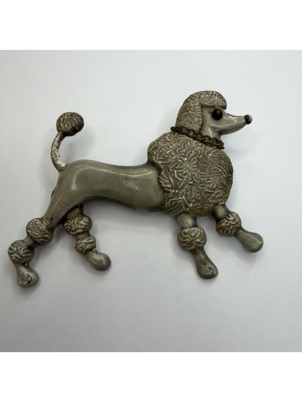 Poodle celluloid brooch vintage 1950s